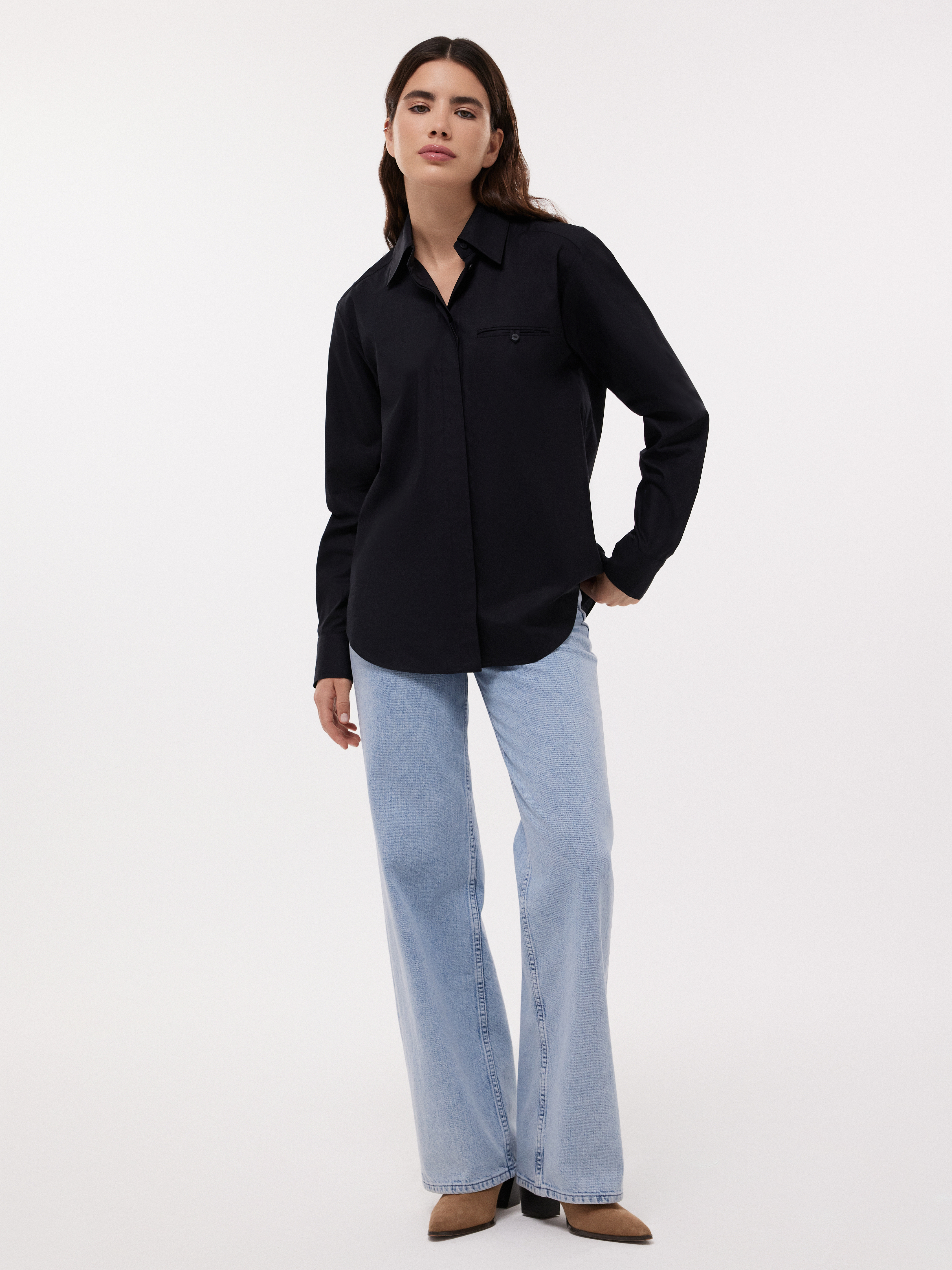 Хлопковая рубашка на потайной застежке