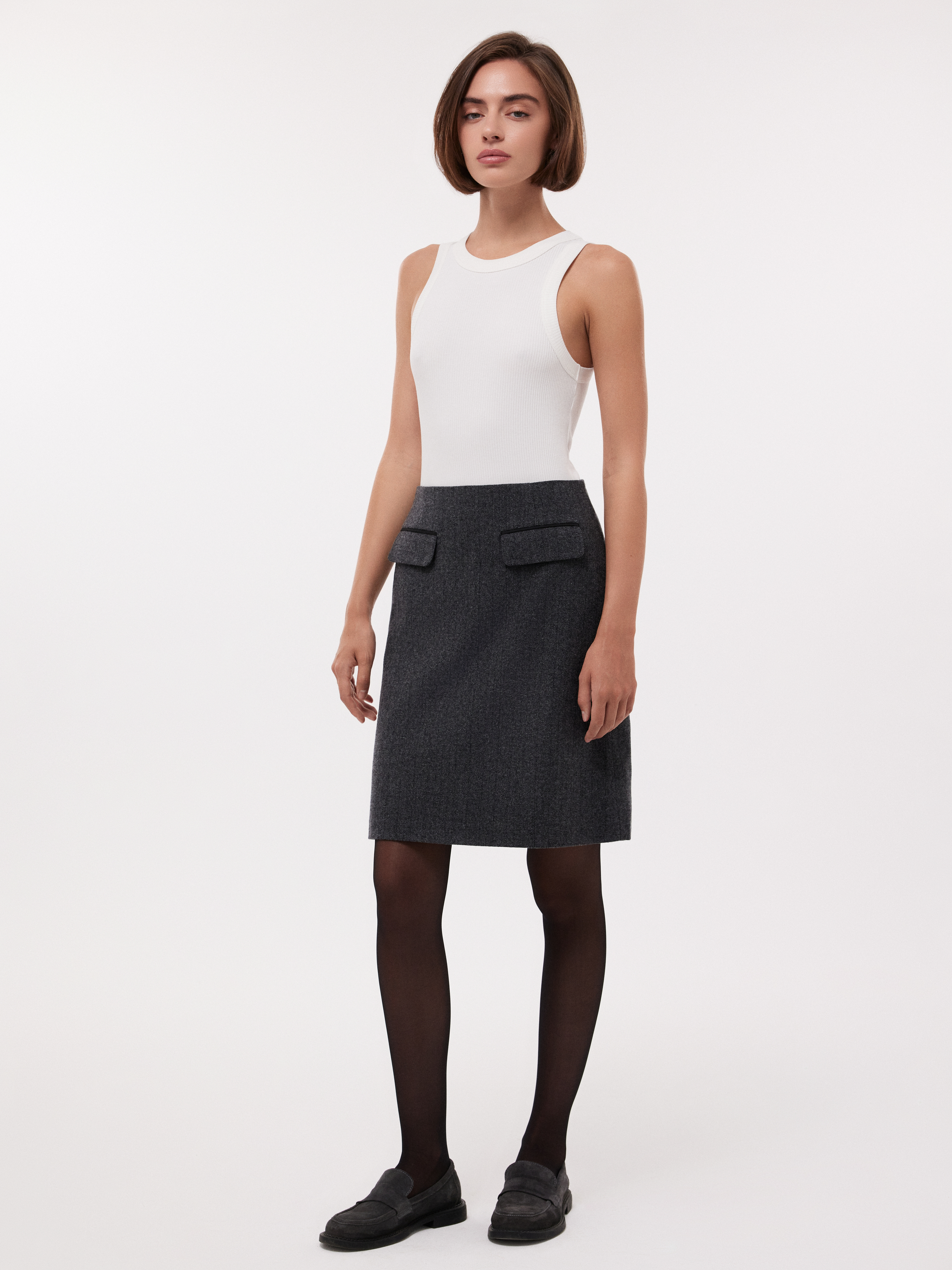 Юбка-трапеция из шерстяного твида