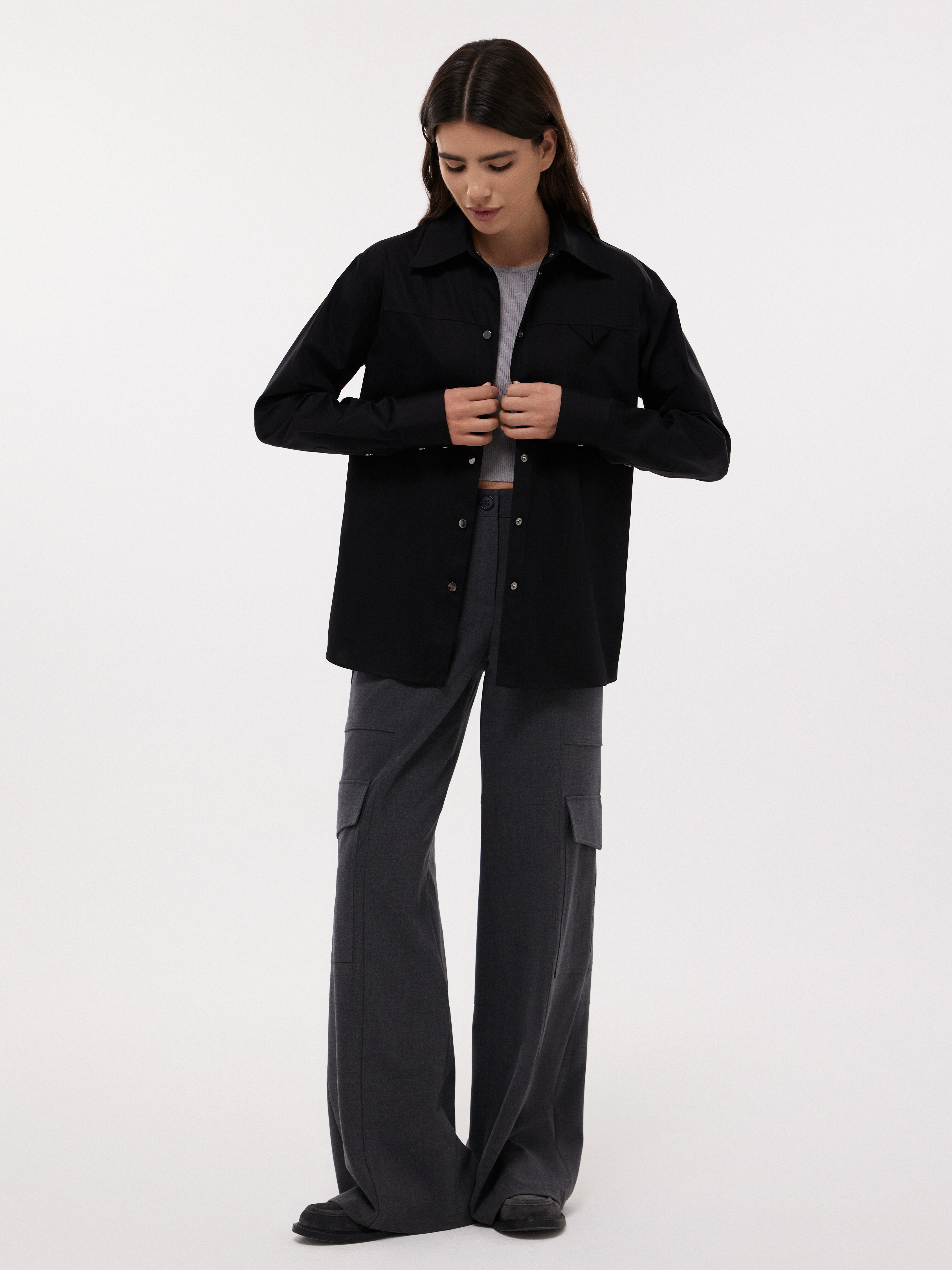 Хлопковая рубашка на кнопках