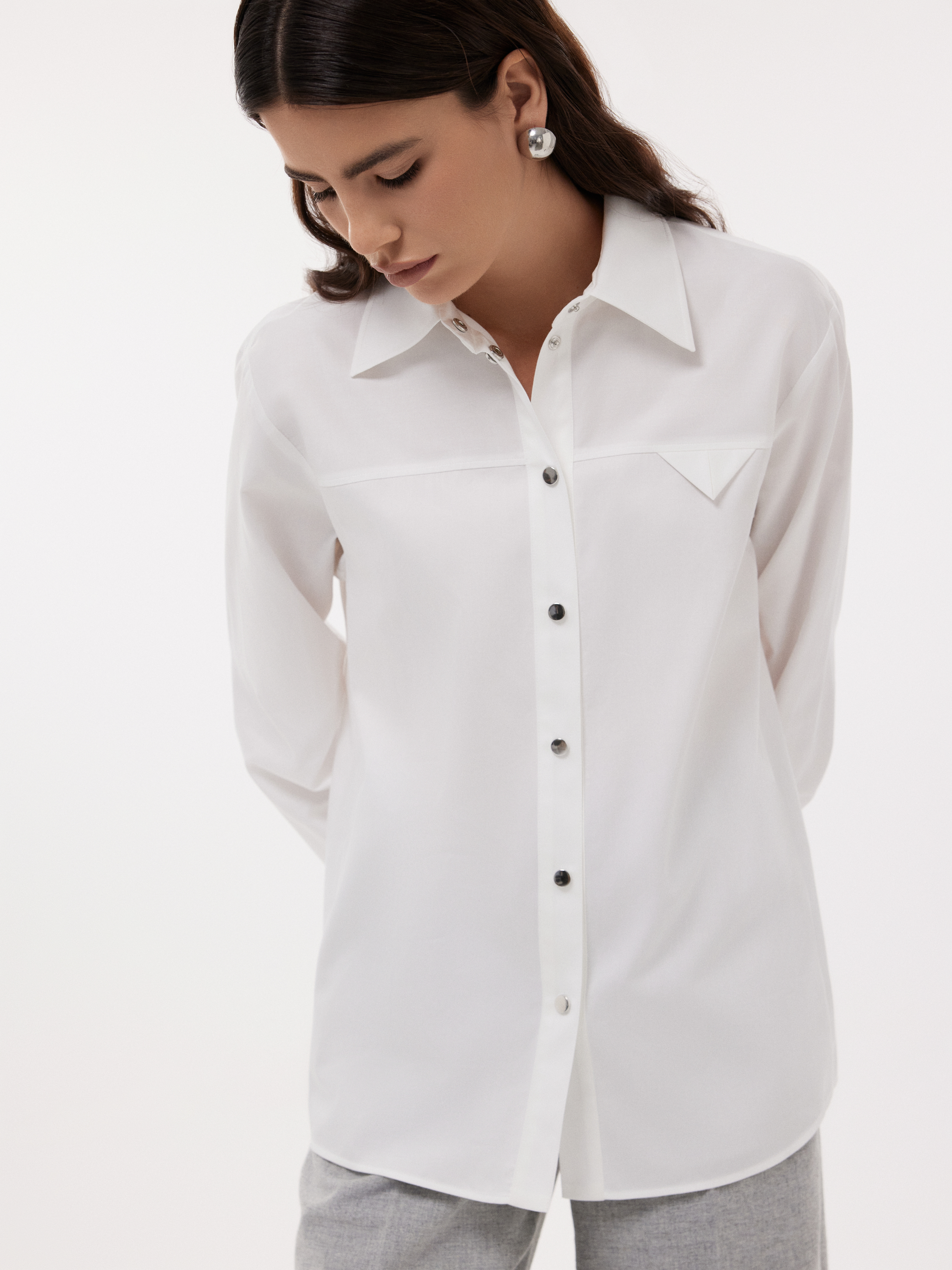 Хлопковая рубашка на кнопках