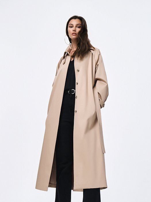 Удлиненный плащ из органического хлопка: фото №6