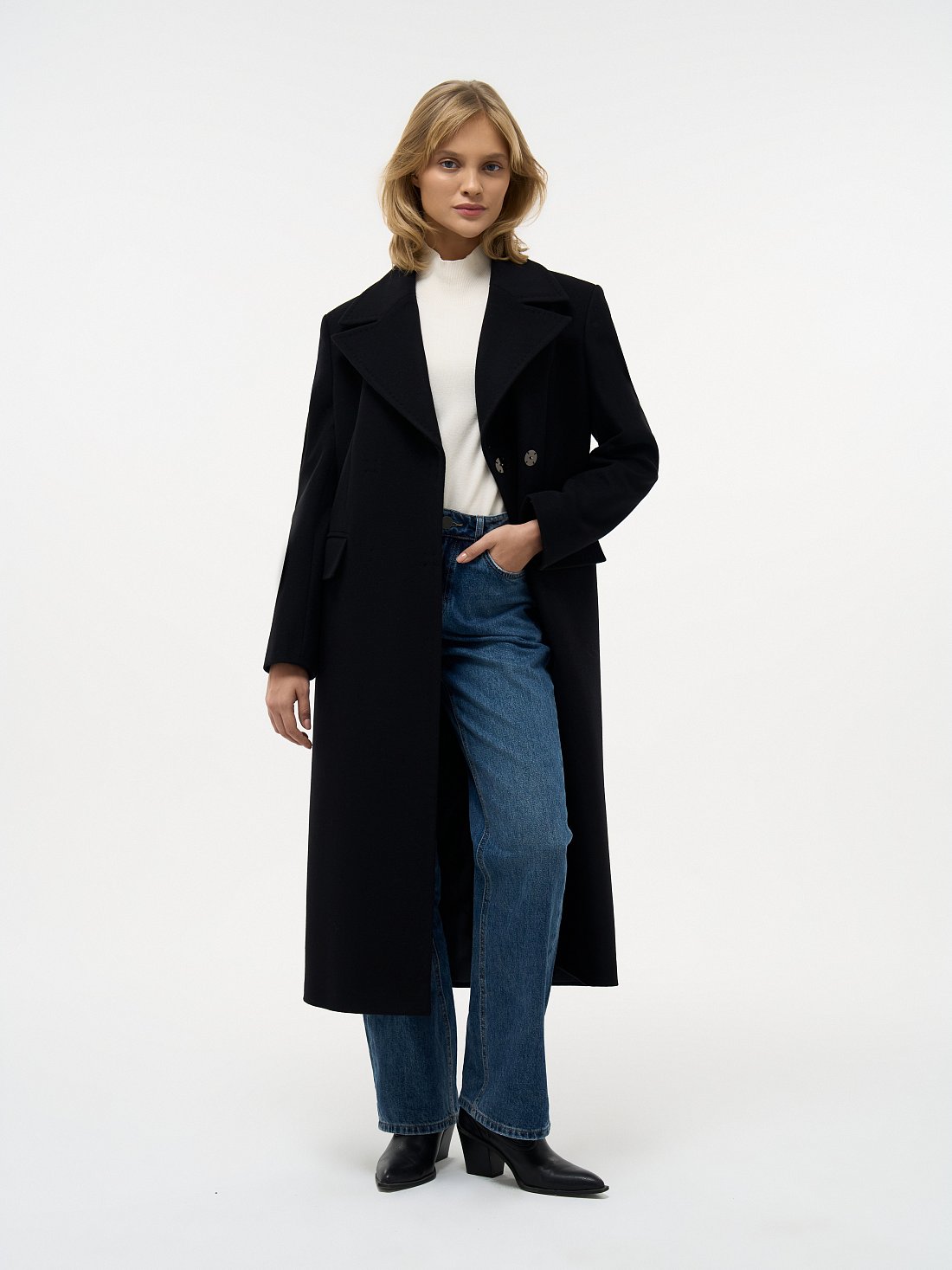 Прямое пальто из шерсти (Р158): фото №1