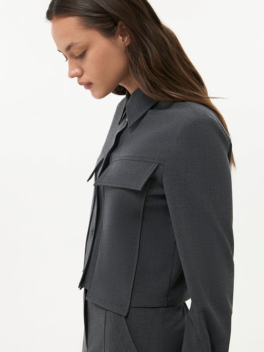 Рубашка укороченная из костюмной ткани: фото №2