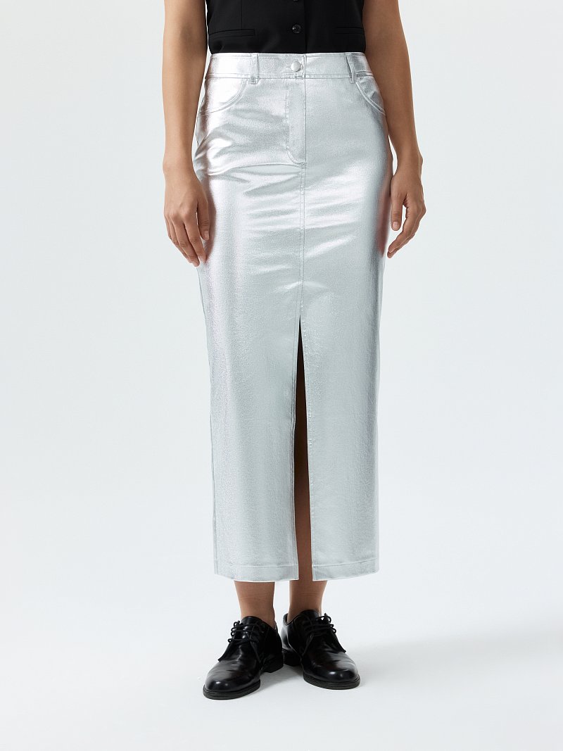 Юбка-макси с серебристым напылением