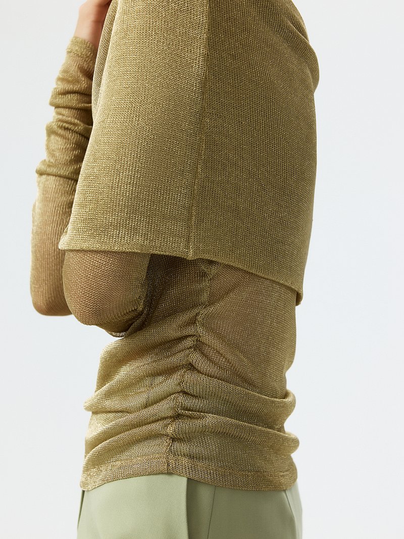 Сетчатый джемпер с открытыми плечами