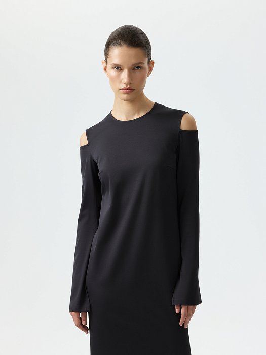 Трикотажное платье с открытыми плечами: фото №3