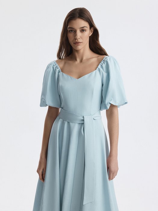 Расклешенное платье со льном: фото №3