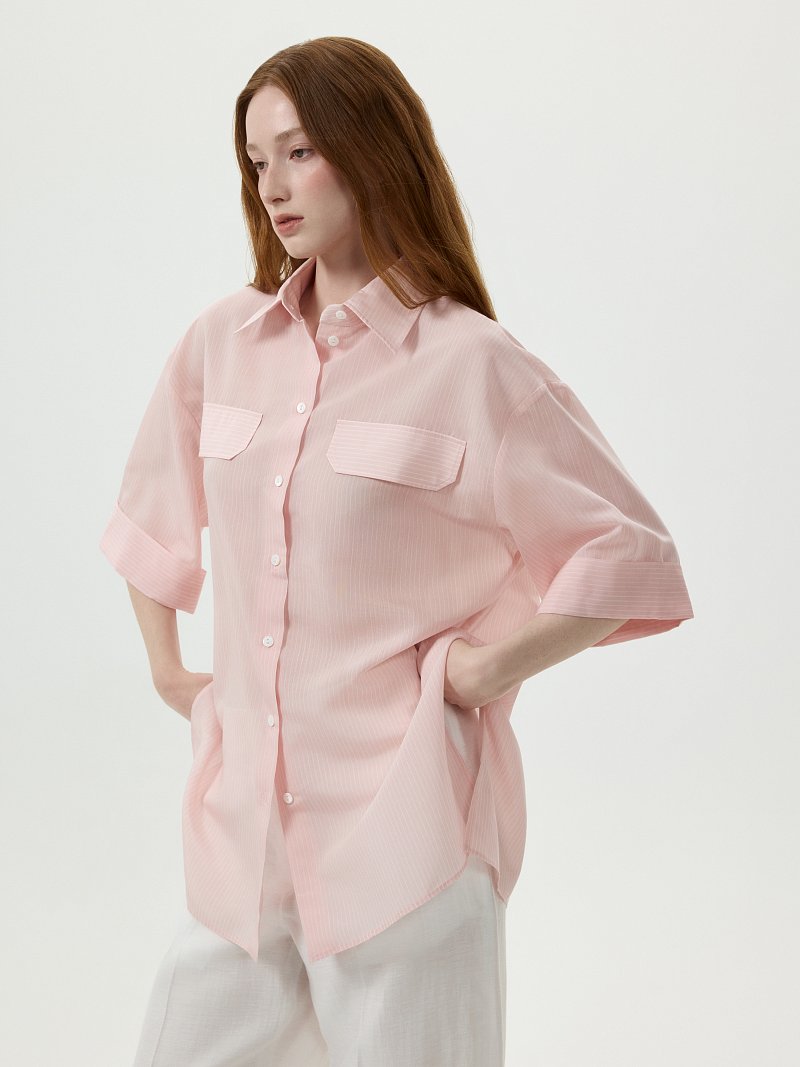 Рубашка из тонкой вискозы в полоску