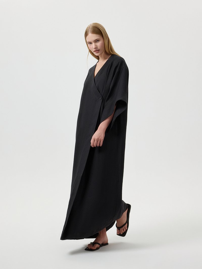 Платье-кимоно из конопляной ткани