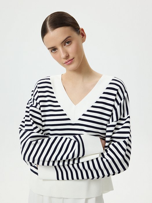 Полосатый пуловер из вискозы: фото №2