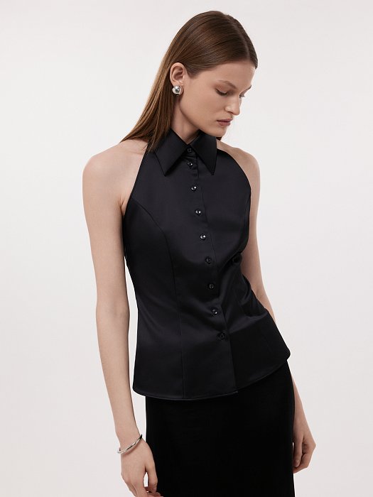 Атласный топ с галстуком: фото №3