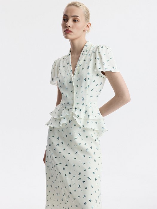 Атласная блуза в цветочек (Р158): фото №6