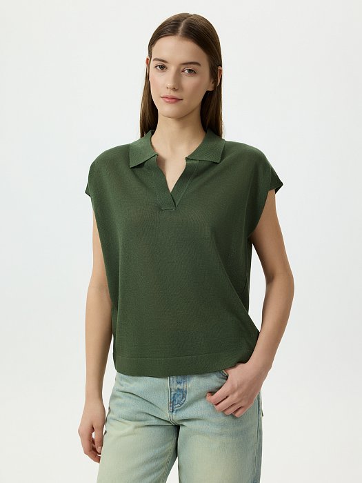 Вязаное поло из вискозы: фото №2