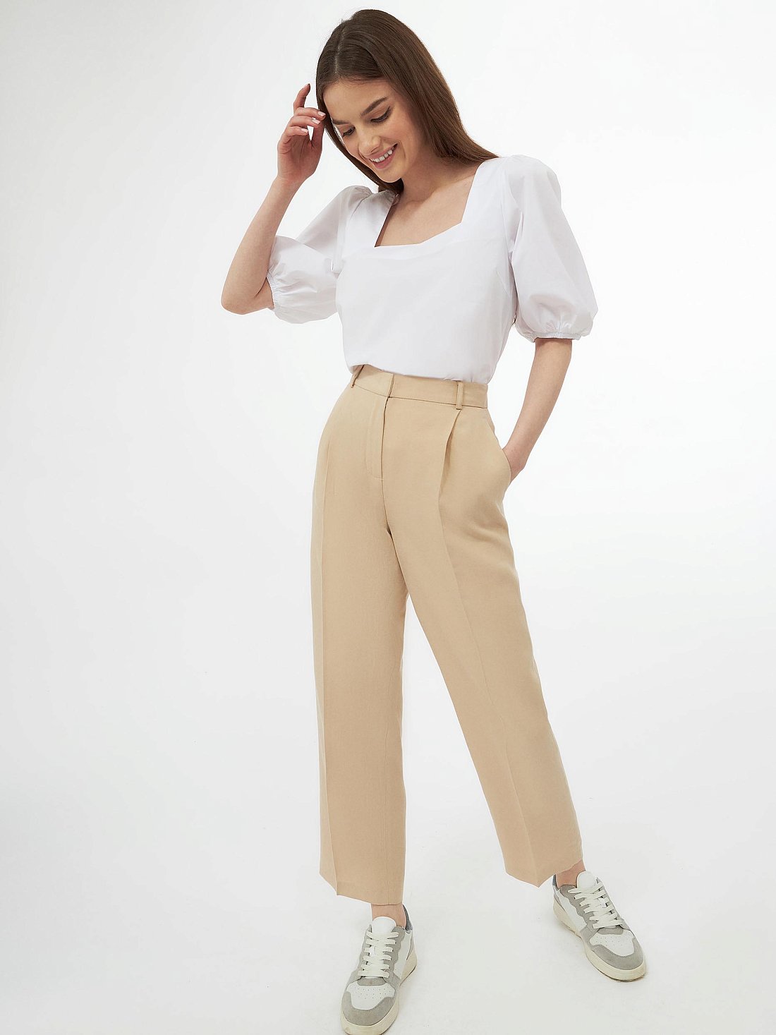 Прямые брюки из тенсела и льна: фото №1