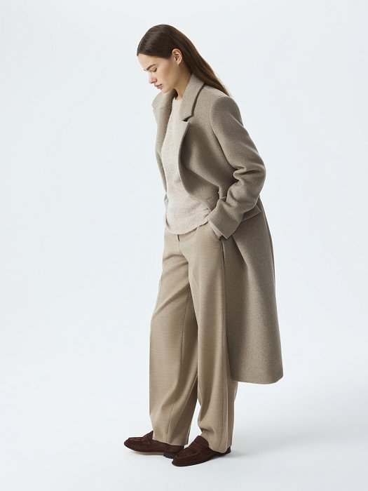 Прямое пальто из шерсти: фото №2