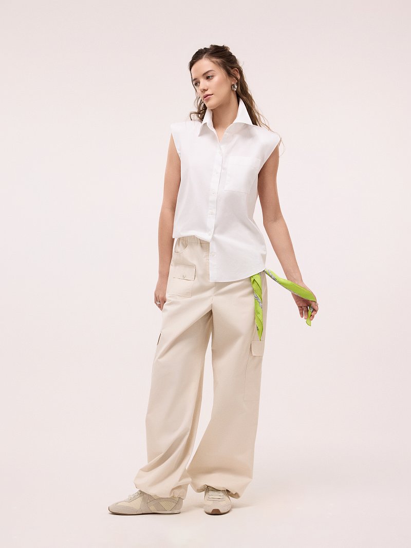 Хлопковая рубашка без рукавов