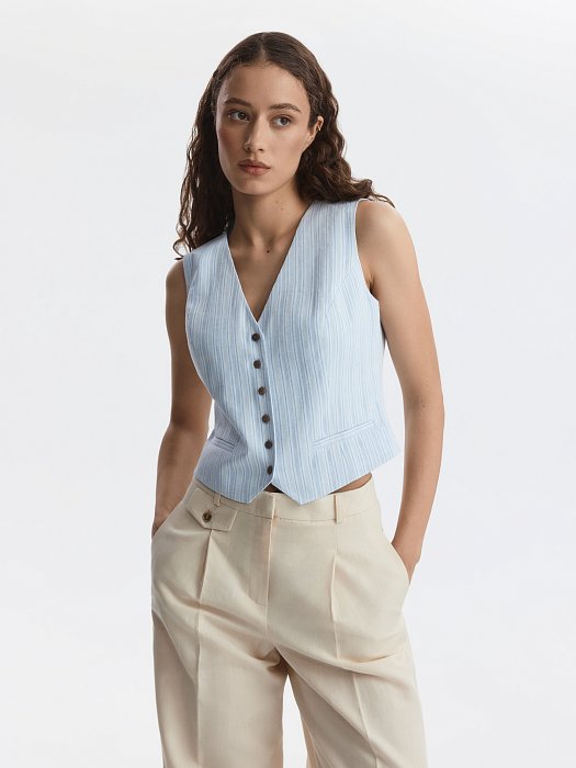 Жилет из хлопка и льна: фото №4