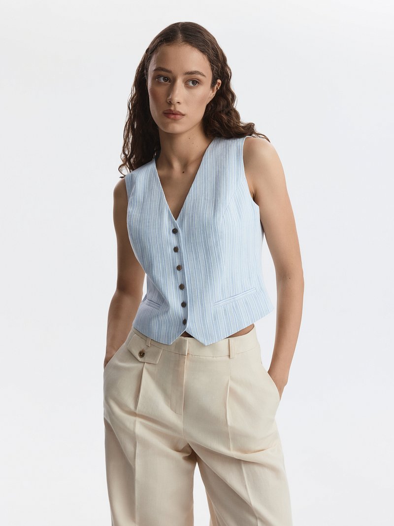 Жилет из хлопка и льна