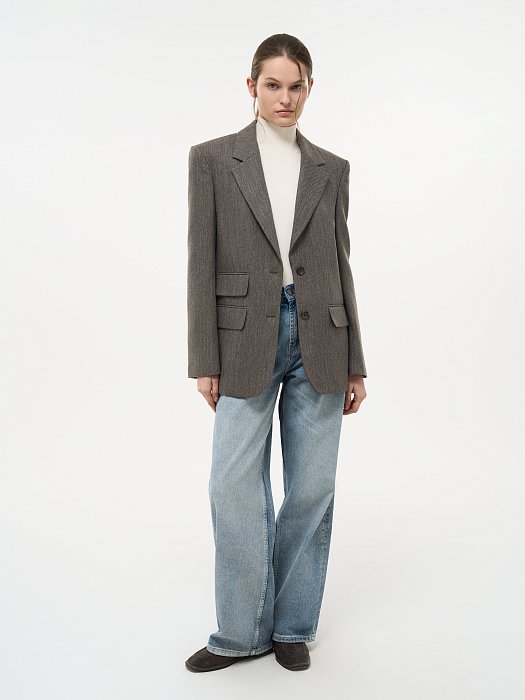 Прямой жакет с шерстью: фото №2