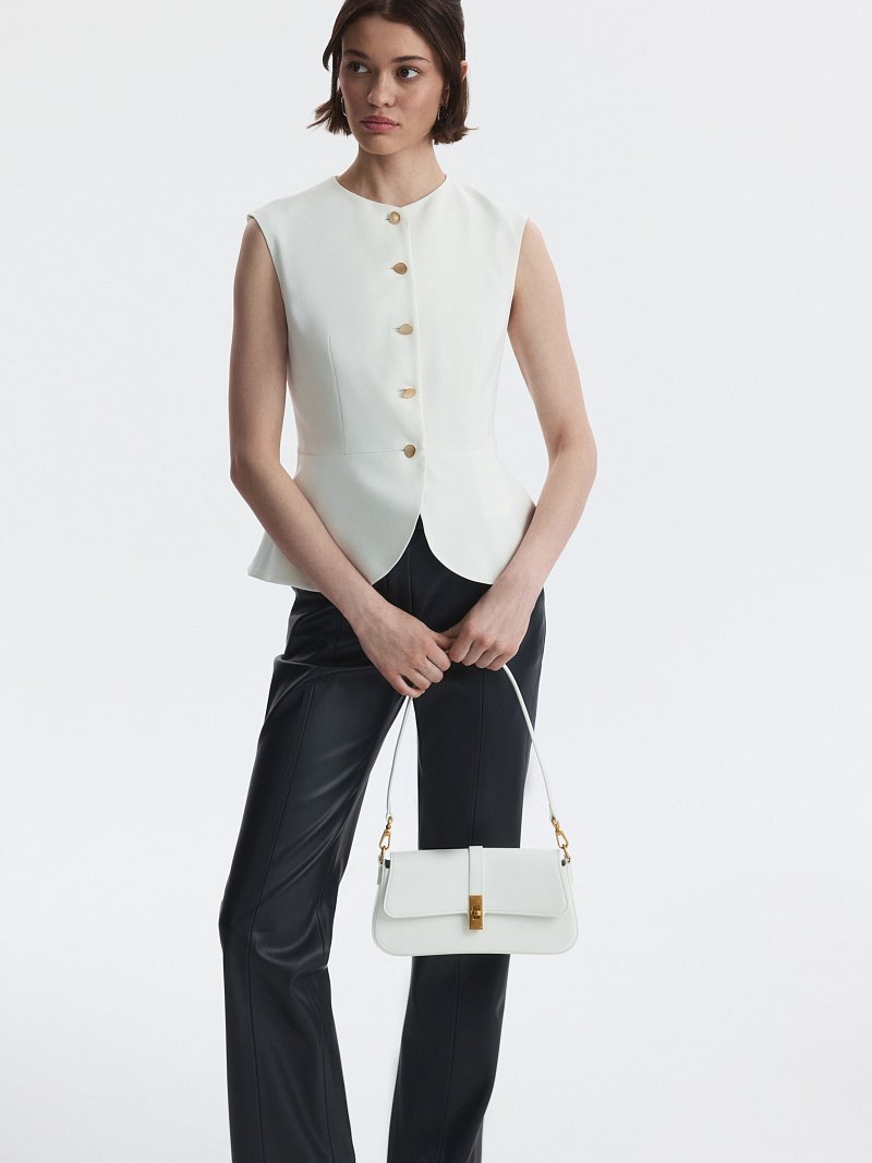 Брюки-клеш из экокожи