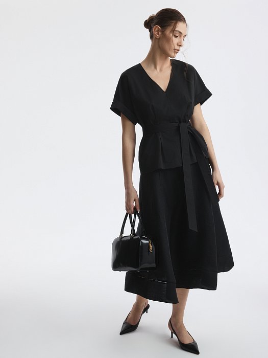 Блуза из хлопка с поясом: фото №2