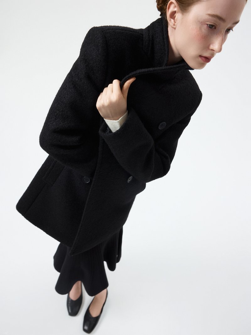 Пальто из шерсти на кнопках (Р158)