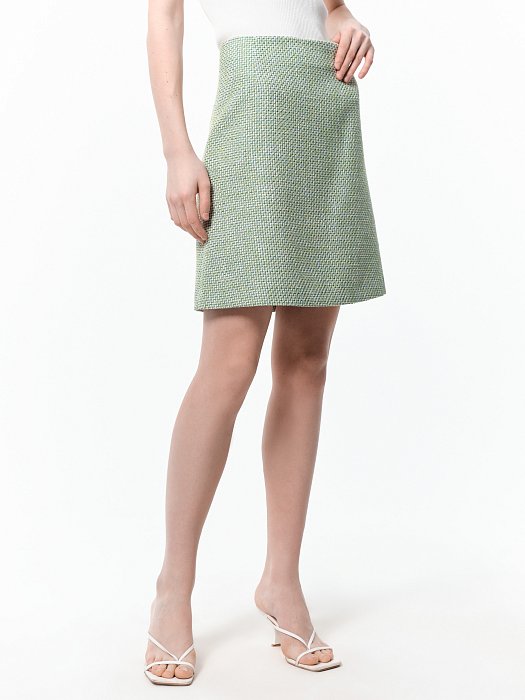Твидовая юбка с высокой посадкой: фото №3