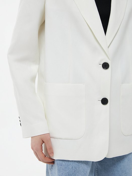 Однобортный жакет со льном (Р158): фото №3