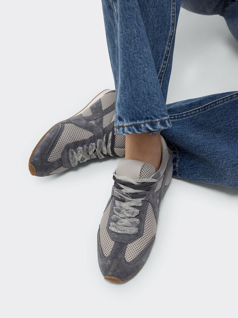 Сетчатые кеды с замшей