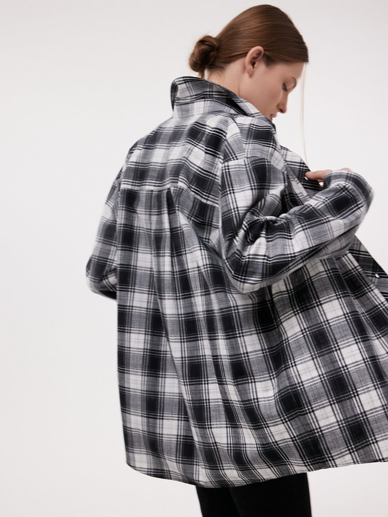 Клетчатая рубашка из хлопка и льна