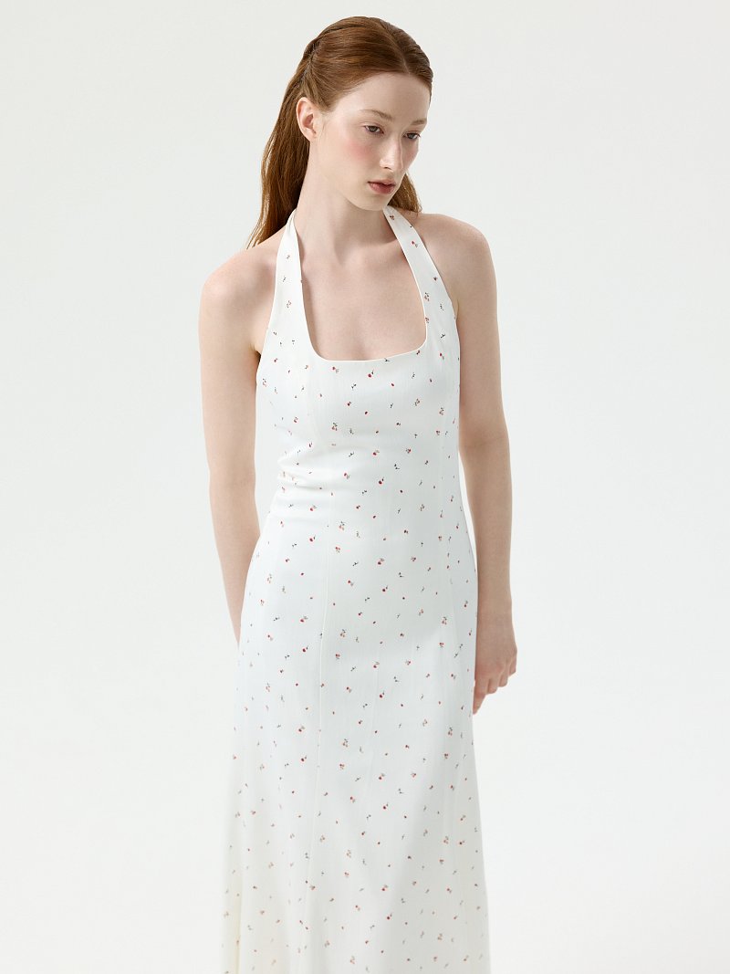 Атласное платье-халтер