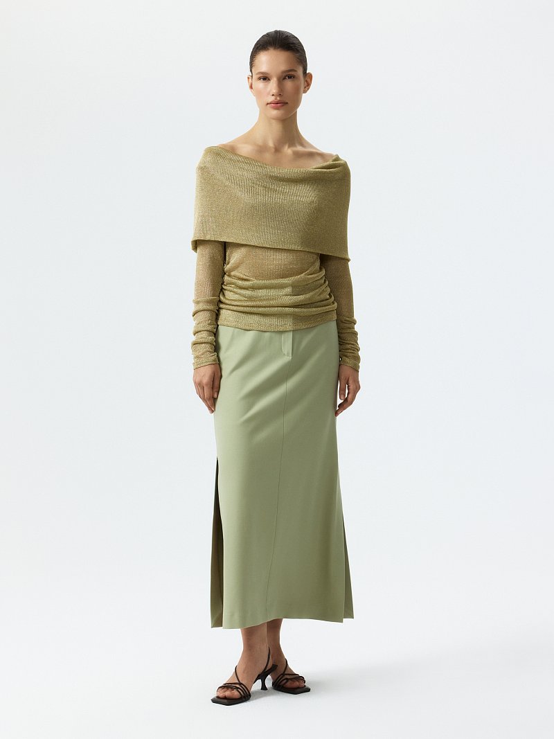 Сетчатый джемпер с открытыми плечами