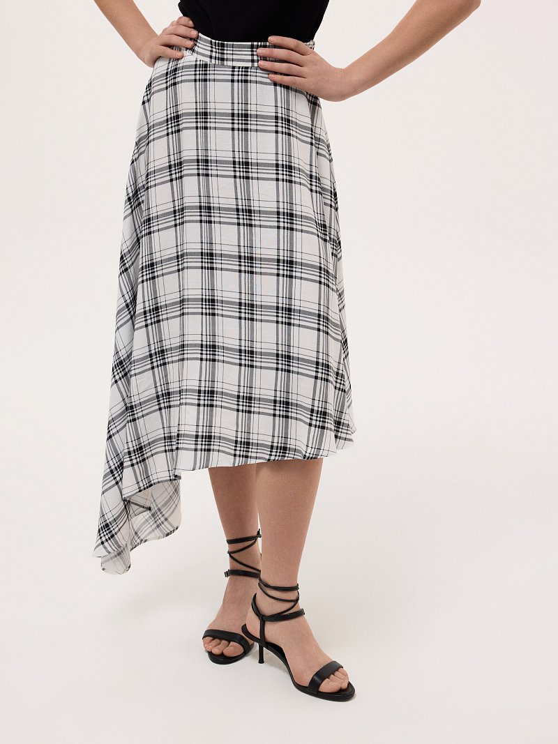 Льняная юбка в клетку