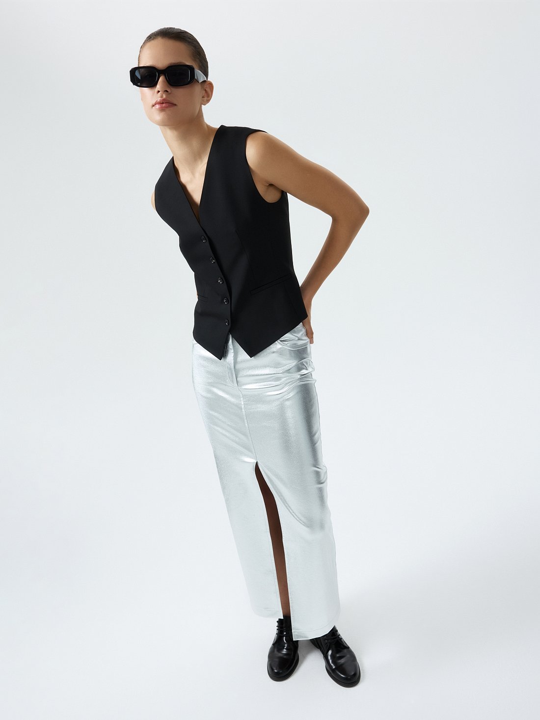 Юбка-макси с серебристым напылением: фото №1