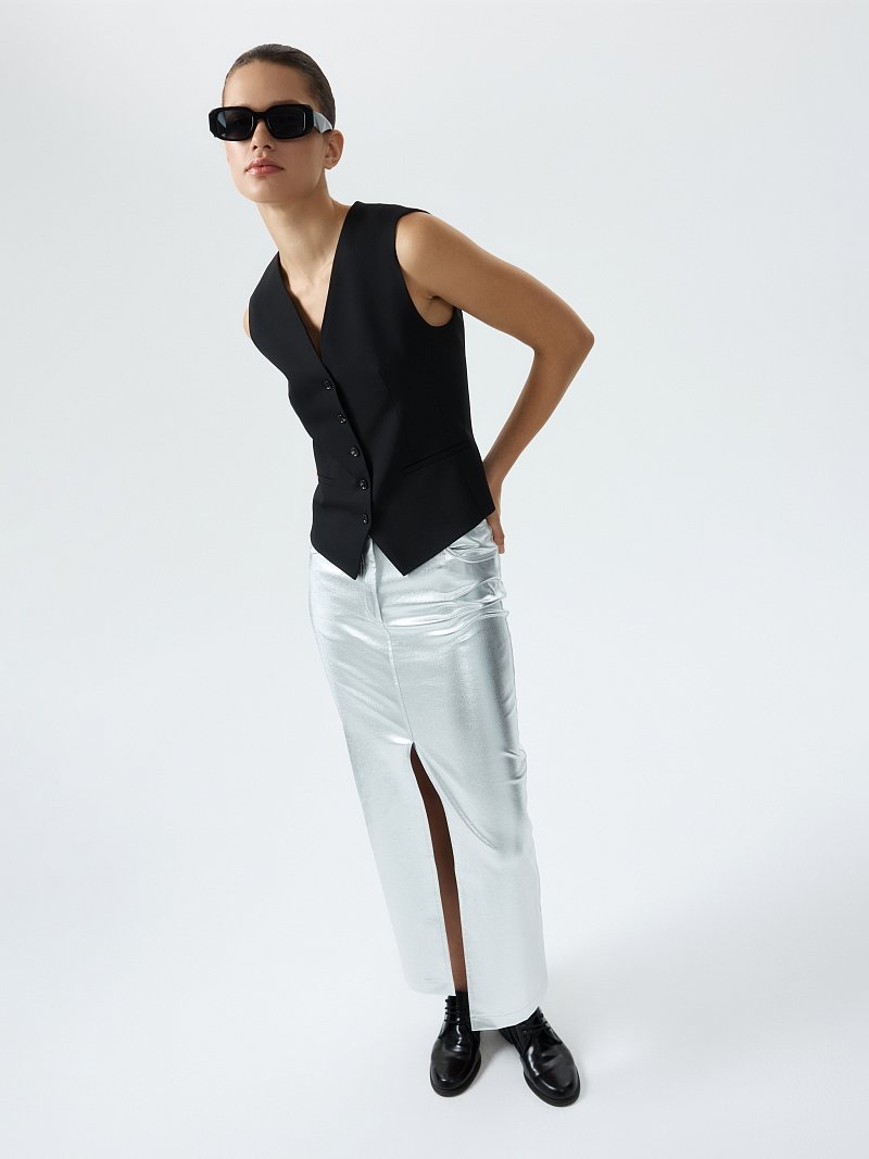 Юбка-макси с серебристым напылением