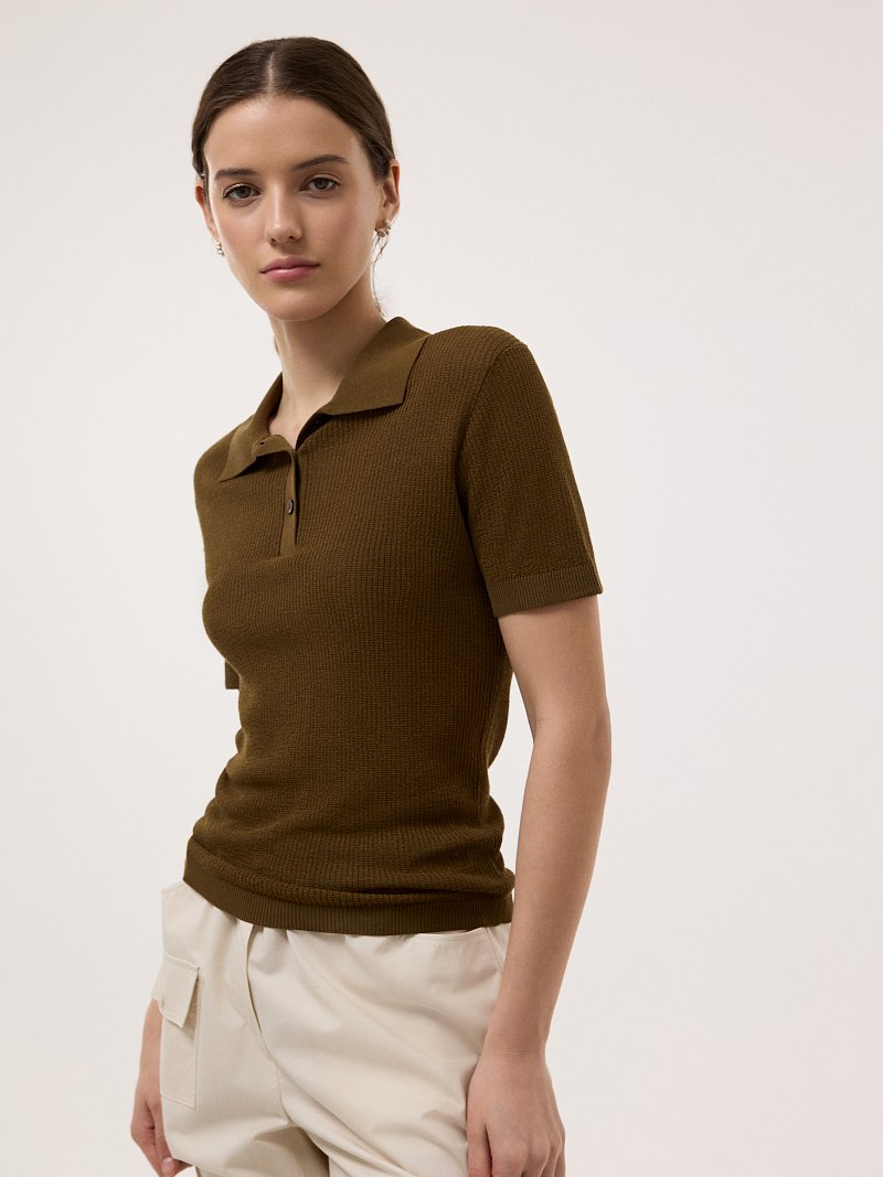 Сетчатое поло с короткими рукавами