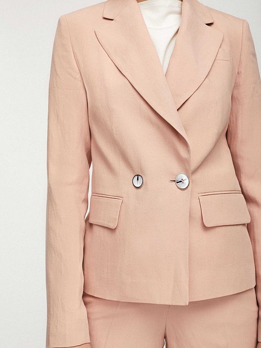 Двубортный жакет изо льна: фото №4