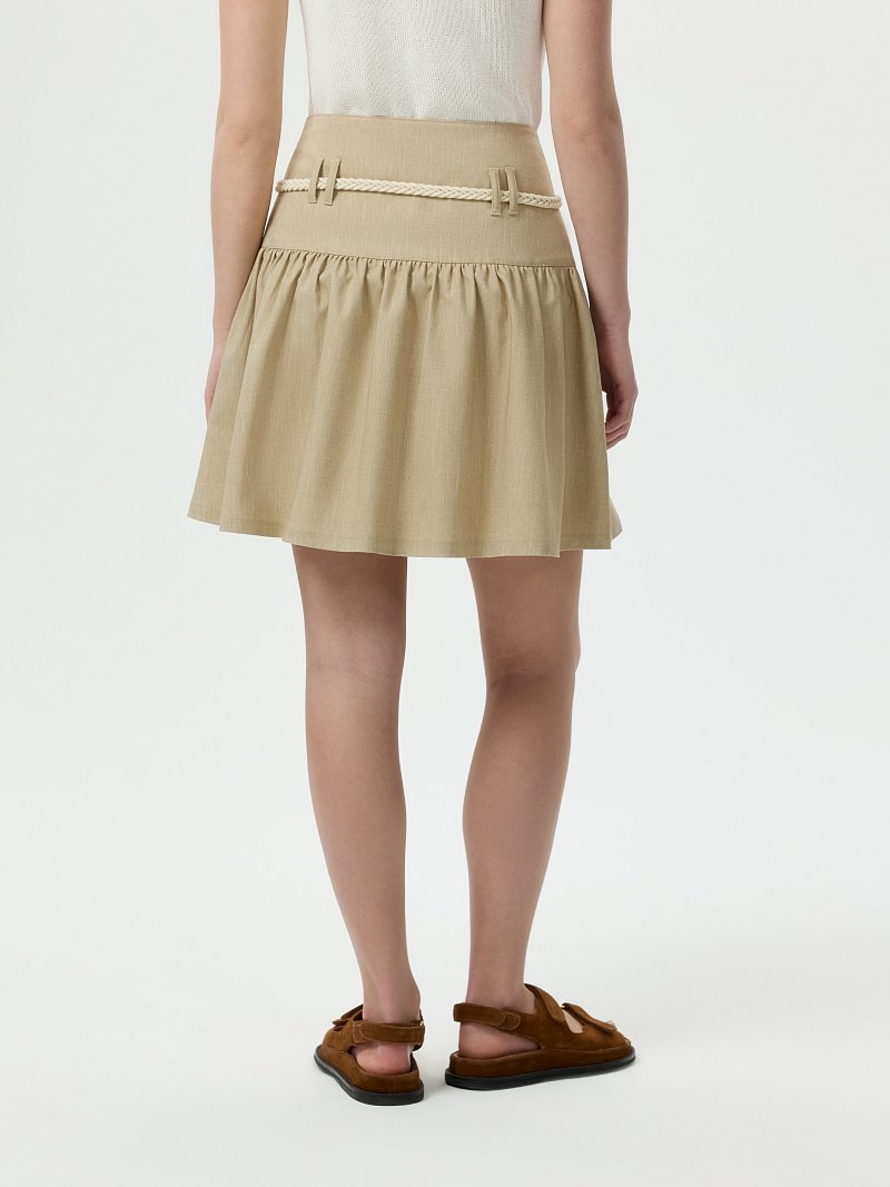 Расклешенная юбка со льном