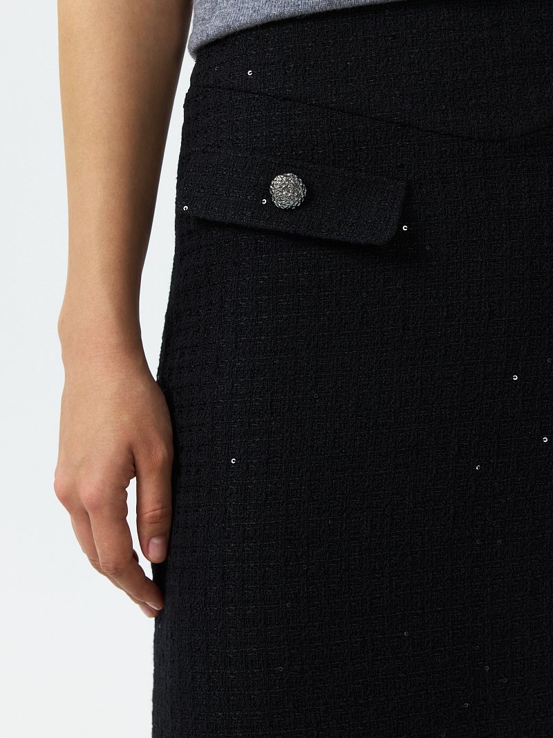 Юбка из твида с пайетками