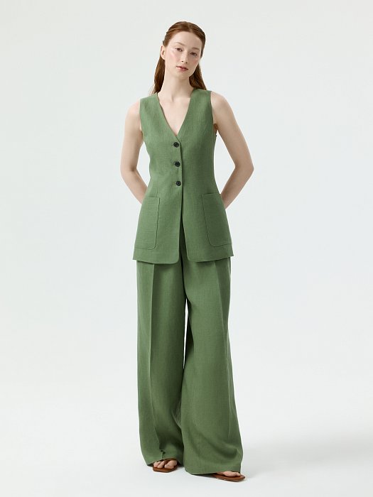 Удлиненный жилет из 100% льна: фото №2