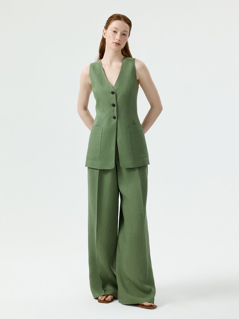 Удлиненный жилет из 100% льна