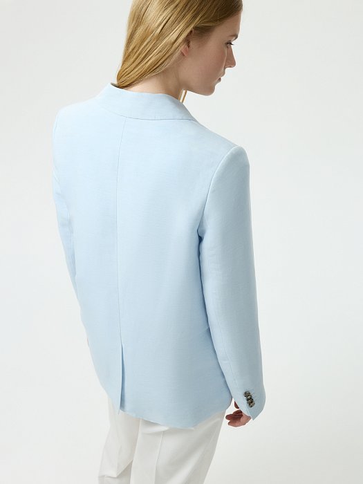 Однобортный жакет со льном (Р158): фото №5