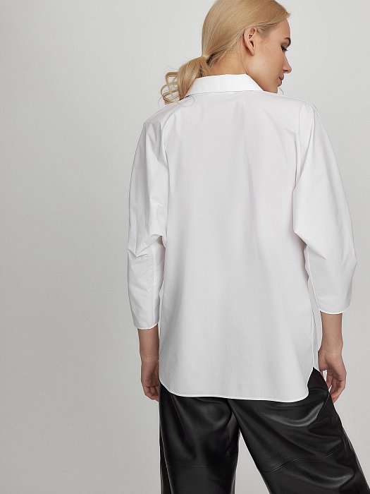 Блуза с объемными рукавами из хлопка: фото №4