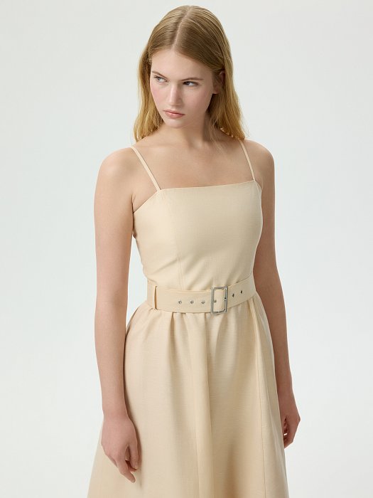 Льняной сарафан с поясом: фото №3