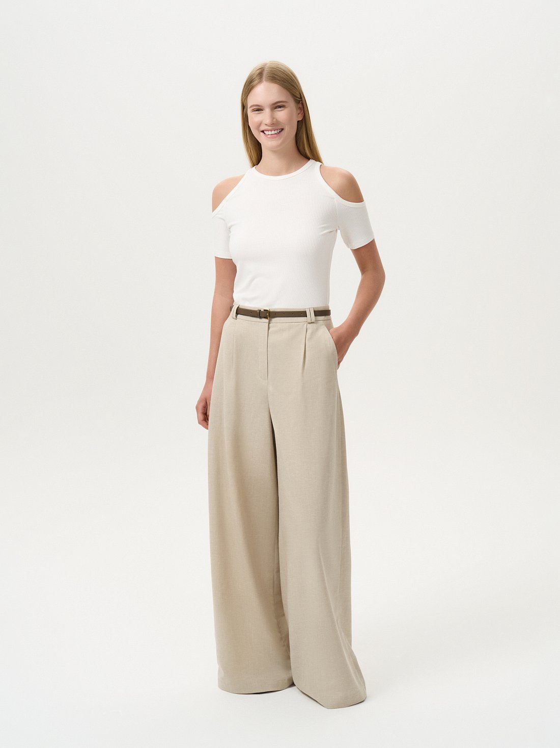 Широкие брюки со льном: фото №1