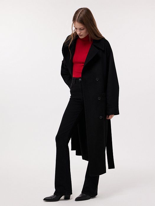 Полушерстяное двубортное пальто: фото №2