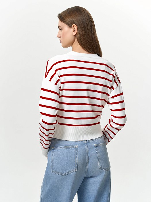Укороченный кардиган в полоску: фото №8