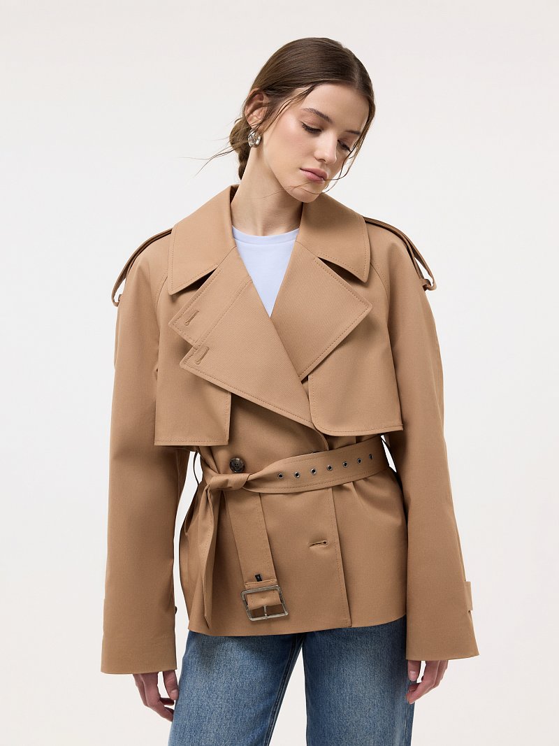 Укороченный плащ из хлопка