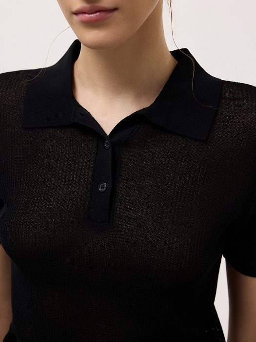 Сетчатое поло с короткими рукавами: фото №3