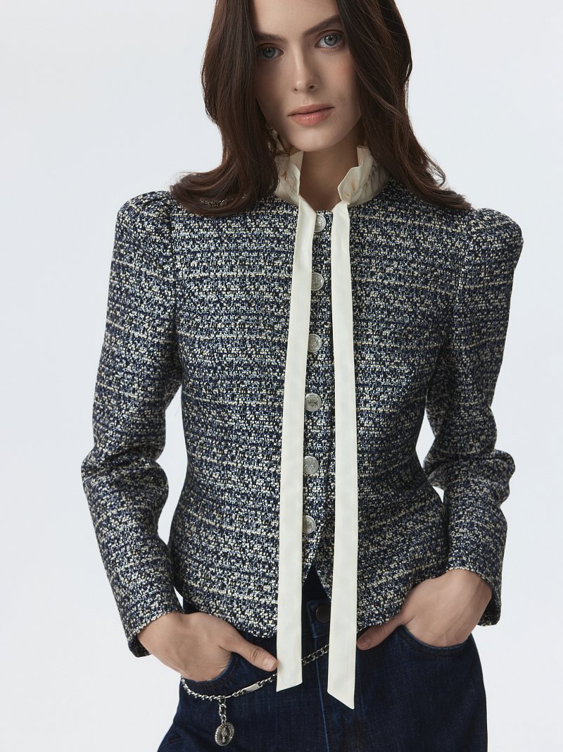 Жакет из твида со съемным воротником